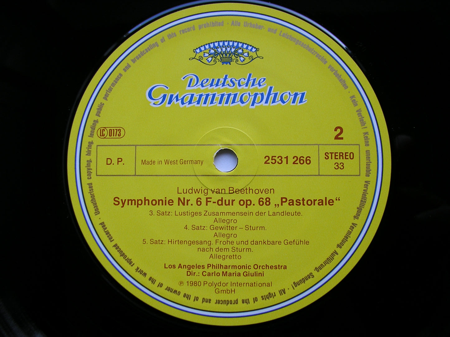 BEETHOVEN: SYMPHONY No. 6 'Pastoral'    GIULINI / LOS ANGELES PHILHARMONIC   2531 266