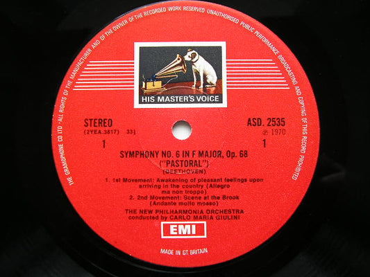 BEETHOVEN: SYMPHONY No. 6 'Pastoral' / EGMONT OVERTURE    GIULINI / CHICAGO SYMPHONY   ASD 2535