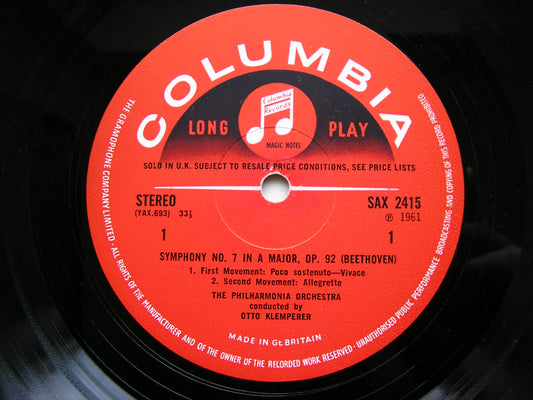 SAX 2415  BEETHOVEN: SYMPHONY No. 7      PHILHARMONIA / KLEMPERER