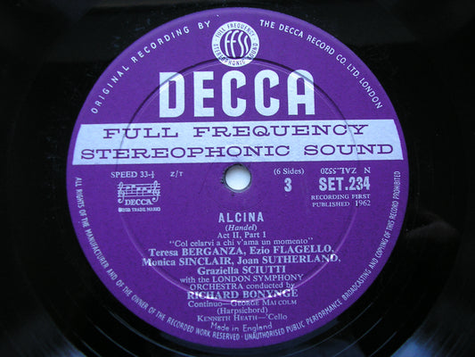 HANDEL: ALCINA   SUTHERLAND / BERGANZA / FRENI / ALVA / LSO / BONYNGE    SET 232 - 4