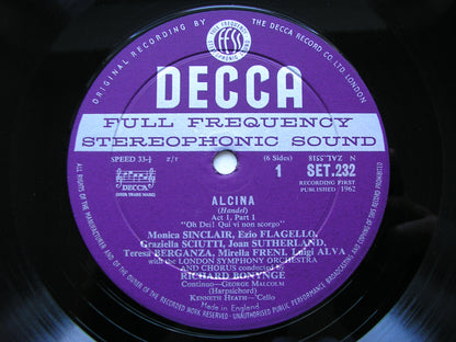 HANDEL: ALCINA   SUTHERLAND / BERGANZA / FRENI / ALVA / LSO / BONYNGE    SET 232 - 4
