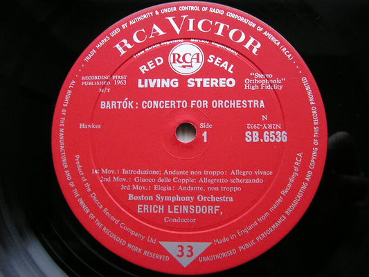 BARTOK: CONCERTO FOR ORCHESTRA    LEINSDORF / BOSTON SYMPHONY   SB 6536