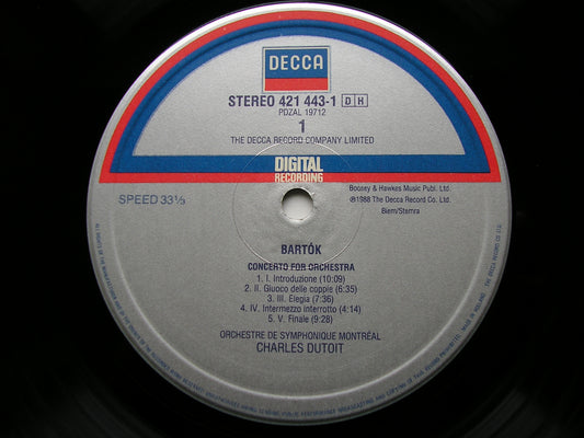 BARTOK: CONCERTO FOR ORCHESTRA / MUSIC FOR STRINGS, PERCUSSION & CELESTA    DUTOIT / MONTREAL SYMPHONY   421 443