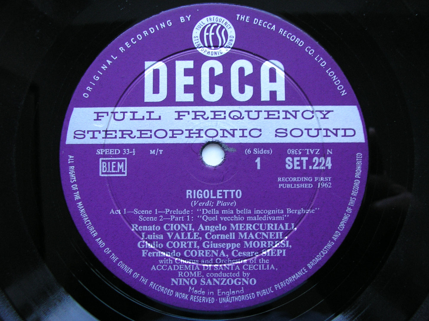 VERDI: RIGOLETTO   MACNEIL / SUTHERLAND / CIONI / SIEPI / ADSCR / SANZOGNO    SET 234 - 6