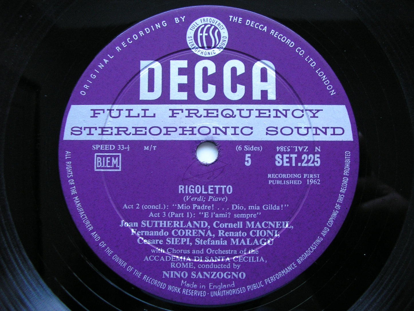 VERDI: RIGOLETTO   MACNEIL / SUTHERLAND / CIONI / SIEPI / ADSCR / SANZOGNO    SET 234 - 6