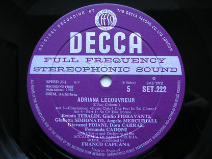 CILEA: ADRIANA LECOUVREUR   TEBALDI / DEL MONACO / SIMIONATO / FIORAVANTI / ADSCR / CAPUANA    SET 221 - 3