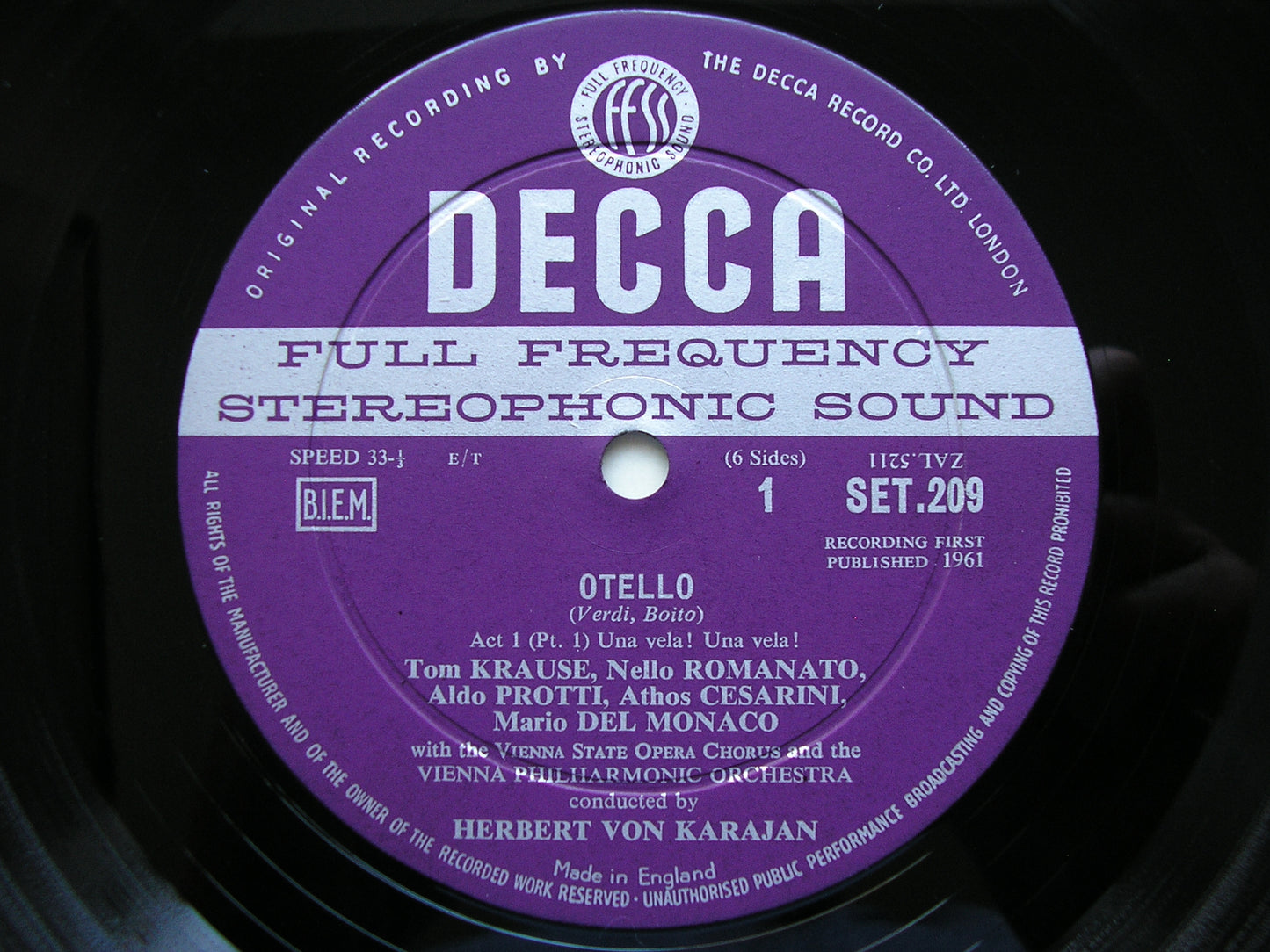 VERDI: OTELLO  DEL MONACO / TEBALDI / PROTTI / VIENNA PHILHARMONIC / KARAJAN   SET 209 - 11