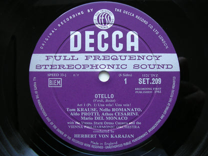 VERDI: OTELLO  DEL MONACO / TEBALDI / PROTTI / VIENNA PHILHARMONIC / KARAJAN   SET 209 - 11