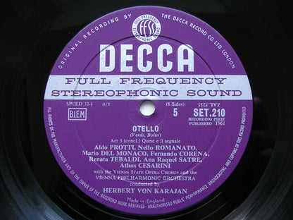 VERDI: OTELLO  DEL MONACO / TEBALDI / PROTTI / VIENNA PHILHARMONIC / KARAJAN   SET 209 - 11