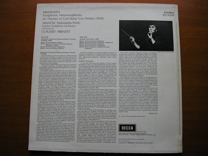 JANACEK: SINFONIETTA / HINDEMITH: SYMPHONIC METAMORPHOSES    ABBADO / LONDON SYMPHONY  SXL 6398