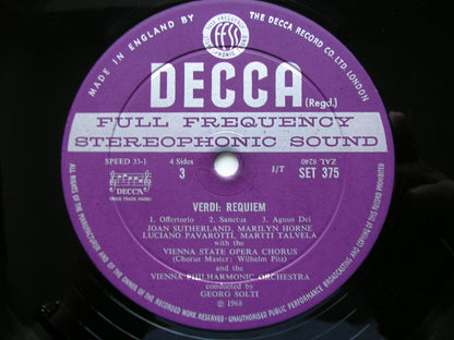VERDI: REQUIEM   SUTHERLAND / HORNE / PAVAROTTI / TALVELA / VIENNA PHILHARMONIC / SOLTI   SET 374 - 5