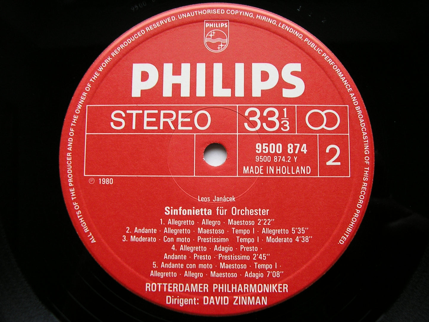 JANACEK: SINFONIETTA / TARAS BULBA    ZINMAN /ROTTERDAM PHILHARMONIC   9500 874