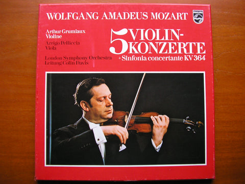 MOZART: THE VIOLIN CONCERTOS / SINFONIA CONCERTANTE K364   GRUMIAUX / PELLICCIA / LONDON SYMPHONY / DAVIS   3 LP   6747 308