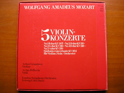 MOZART: THE VIOLIN CONCERTOS / SINFONIA CONCERTANTE K364   GRUMIAUX / PELLICCIA / LONDON SYMPHONY / DAVIS   3 LP   6747 308