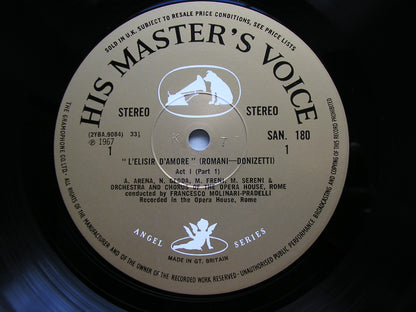 DONIZETTI: L'ELISIR D'AMORE   FRENI / GEDDA / SERENI / CAPECCHI / ROME OPERA / MOLINARI - PRADELLI   SAN 180 - 1