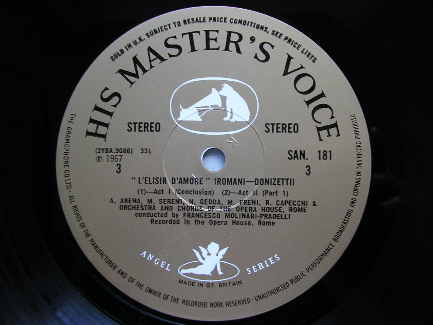 DONIZETTI: L'ELISIR D'AMORE   FRENI / GEDDA / SERENI / CAPECCHI / ROME OPERA / MOLINARI - PRADELLI   SAN 180 - 1