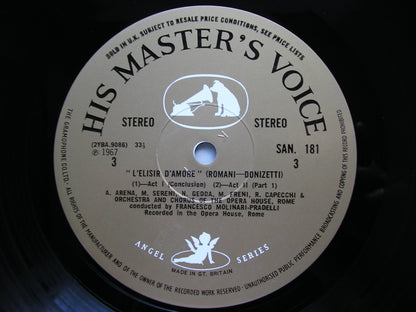 DONIZETTI: L'ELISIR D'AMORE   FRENI / GEDDA / SERENI / CAPECCHI / ROME OPERA / MOLINARI - PRADELLI   SAN 180 - 1