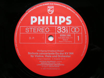 MOZART: THE VIOLIN CONCERTOS / SINFONIA CONCERTANTE K364   GRUMIAUX / PELLICCIA / LONDON SYMPHONY / DAVIS   3 LP   6747 308