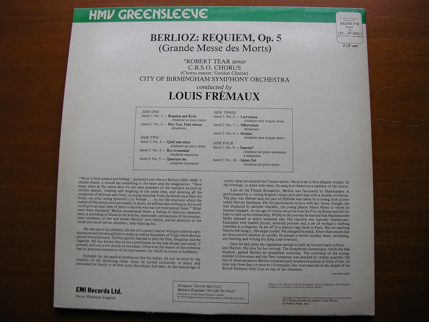 BERLIOZ: REQUIEM   TEAR / CITY OF BIRMINGHAM SYMPHONY / LOUIS FREMAUX   ESDW 718