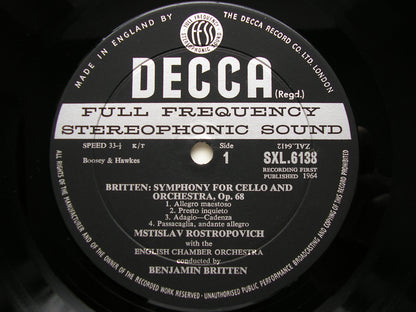 HAYDN: CELLO CONCERTO / BRITTEN: CELLO SYMPHONY ROSTROPOVICH / ECO / BRITTEN SXL 6138