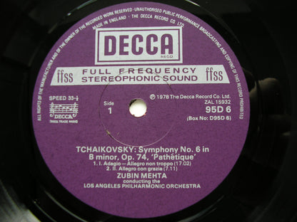 TCHAIKOVSKY: SYMPHONIES Nos. 1 - 6     ZUBIN MEHTA / LOS ANGELES PHILHARMONIC   D95D6