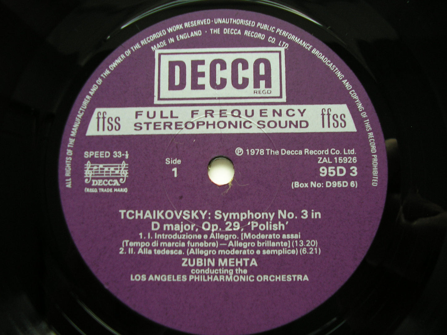 TCHAIKOVSKY: SYMPHONIES Nos. 1 - 6     ZUBIN MEHTA / LOS ANGELES PHILHARMONIC   D95D6