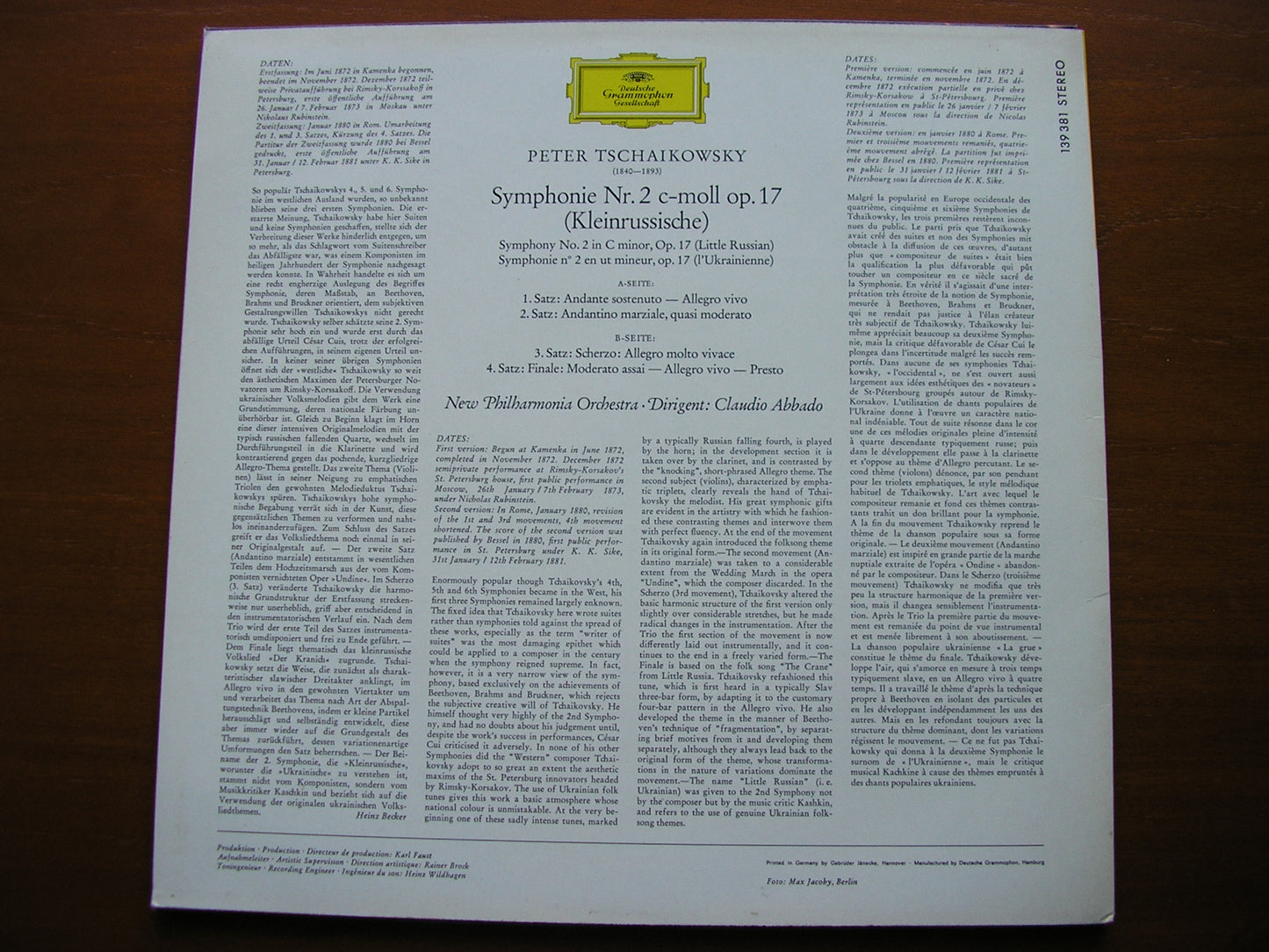 TCHAIKOVSKY: SYMPHONY No. 2 'Little Russian'    ABBADO / NEW PHILHARMONIA   139 381