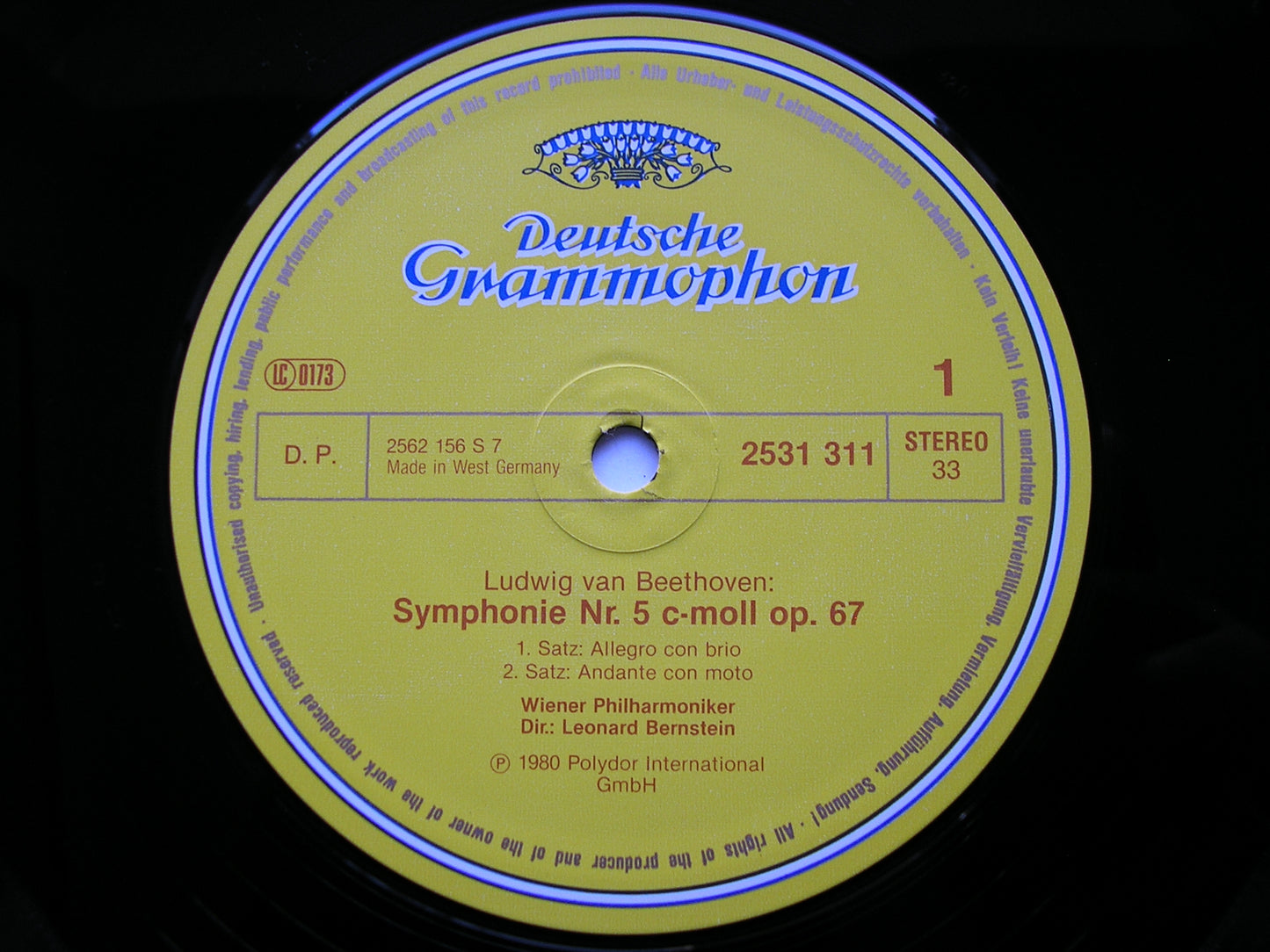 BEETHOVEN: SYMPHONY No. 5    BERNSTEIN / VIENNA PHILHARMONIC   2531 311