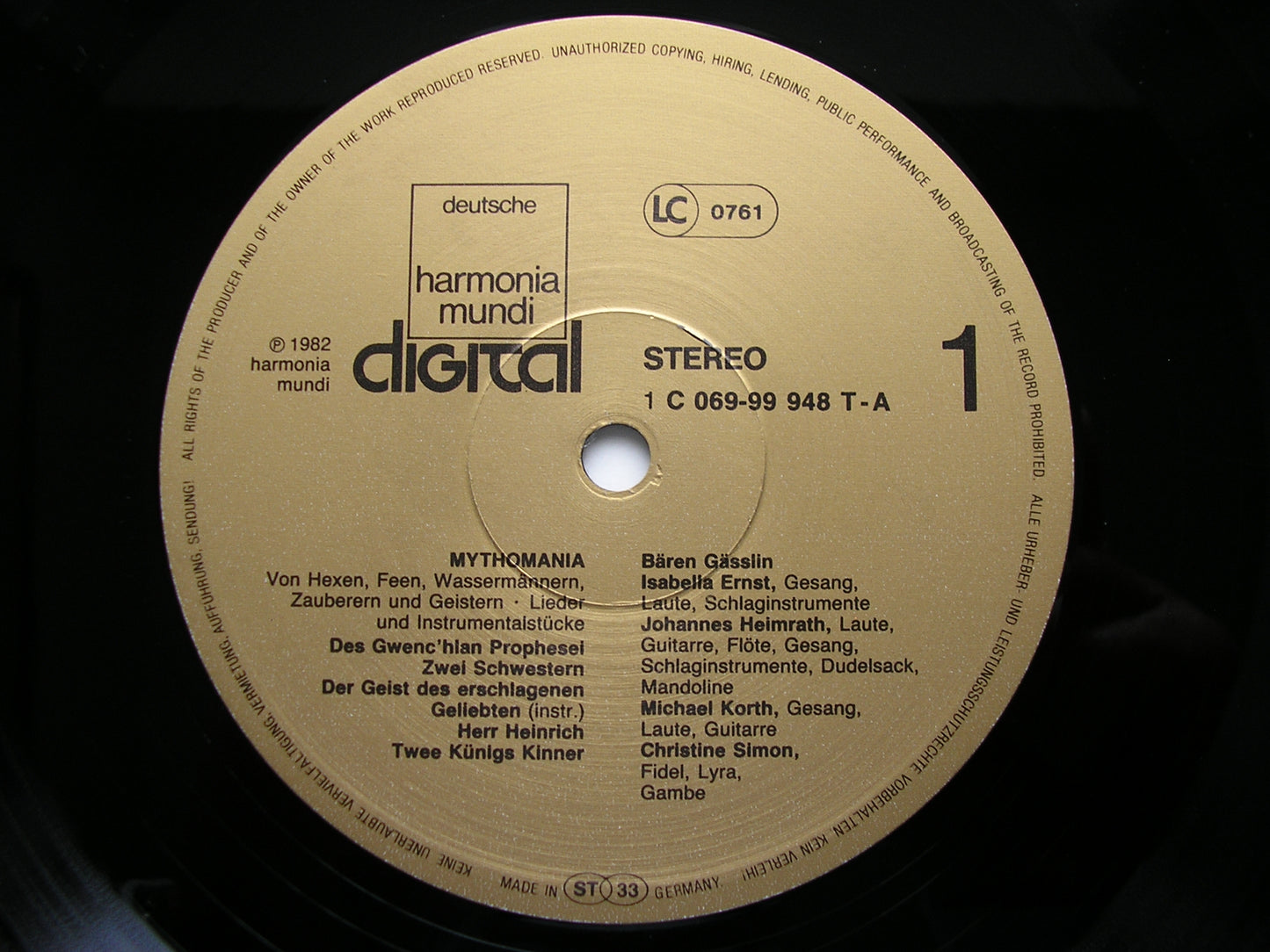 MYTHOMANIA   SONGS ON ANCIENT TEXTS & LEGENDS   BAREN GASSLIN  069 99 948