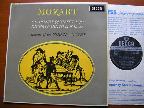 MOZART: CLARINET QUINTET K581 / DIVERTIMENTO K247 ALFRED BOSKOVSKY / VIENNA OCTET SXL 6087