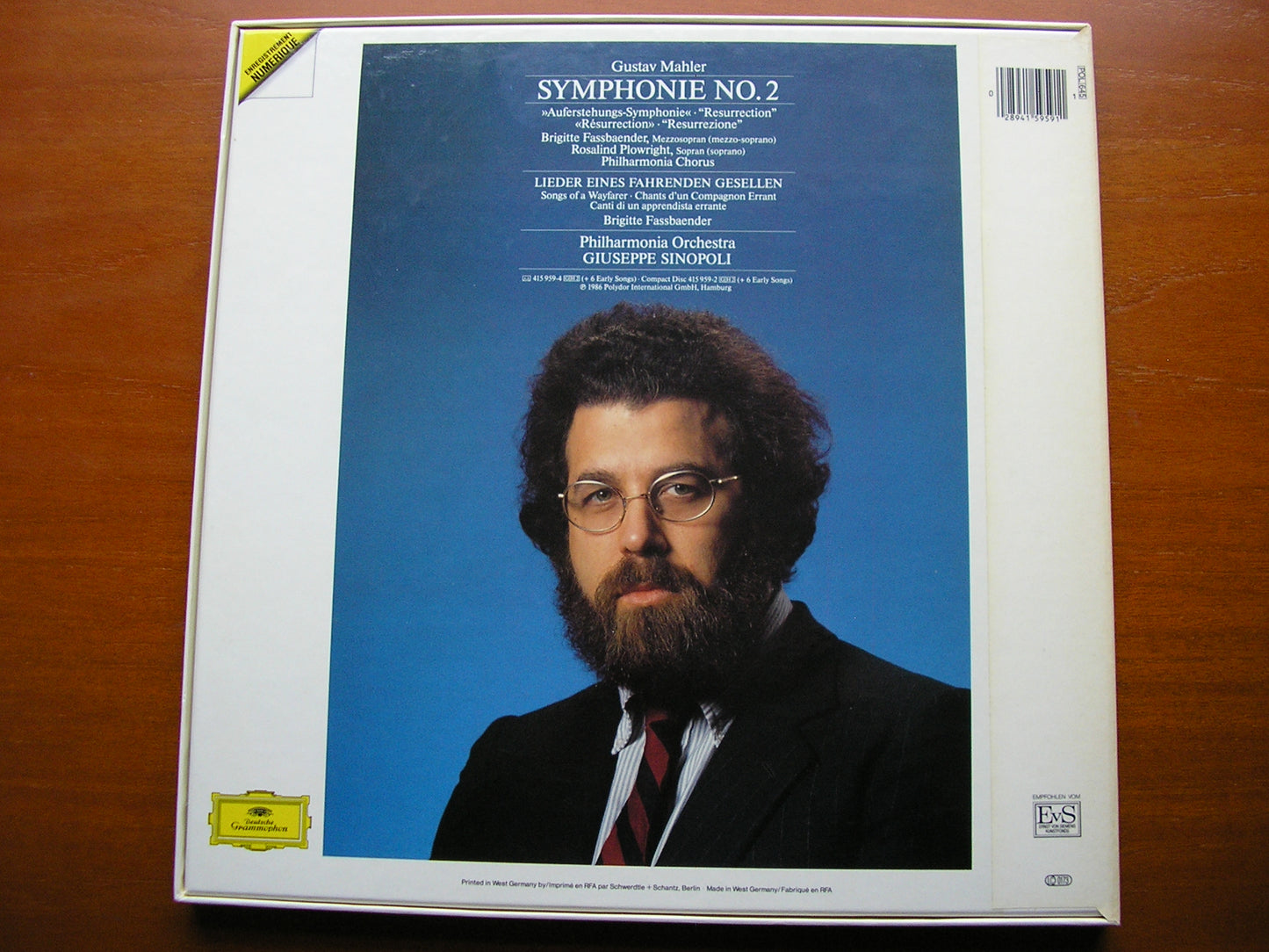 MAHLER: SYMPHONY No. 2 / LIEDER EINES FAHRENDEN GESELLEN  SOLOISTS / PHILHARMONIA / SINOPOLI   2 LP  415 959