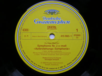 MAHLER: SYMPHONY No. 2 / LIEDER EINES FAHRENDEN GESELLEN  SOLOISTS / PHILHARMONIA / SINOPOLI   2 LP  415 959