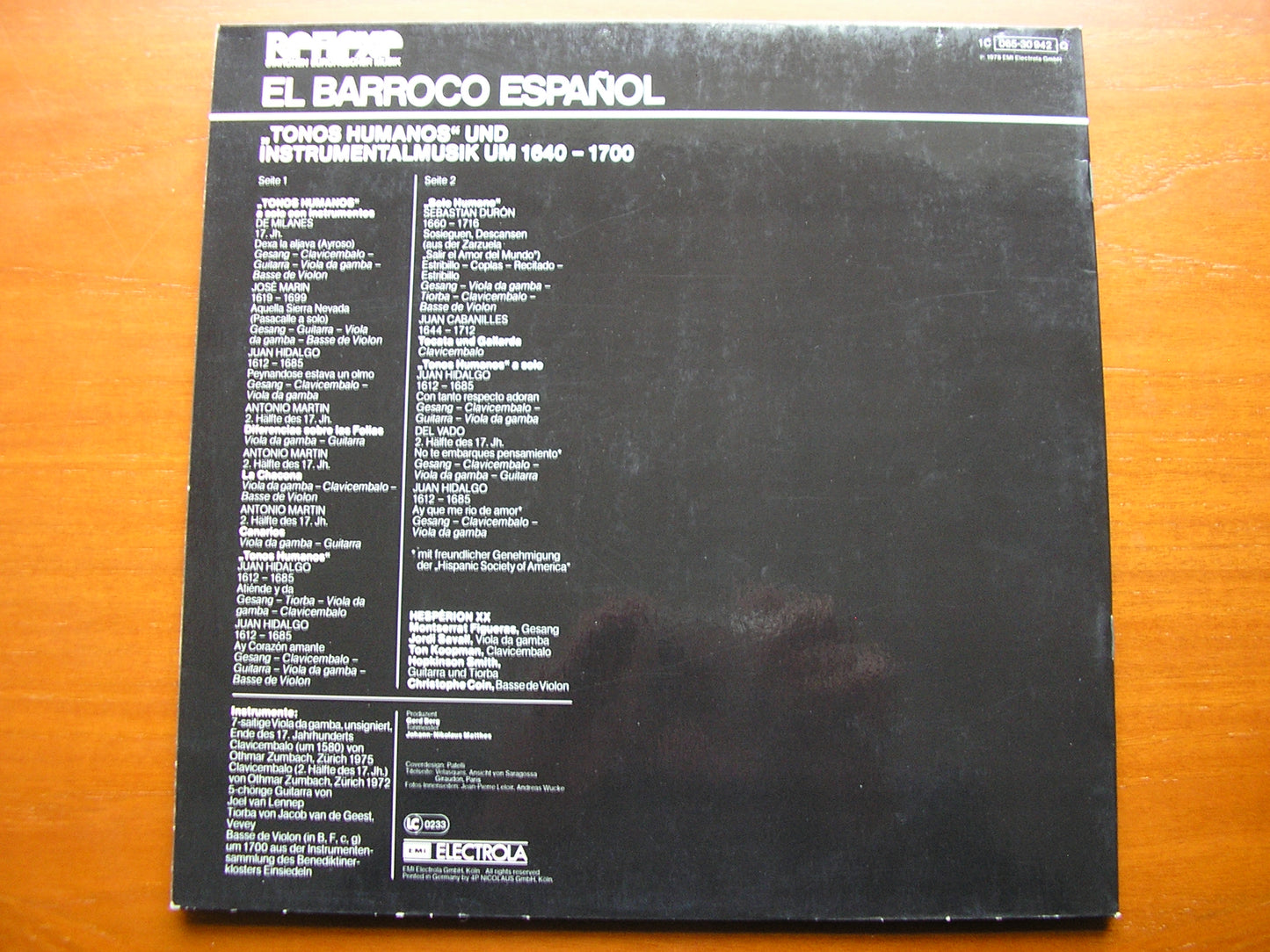 EL BARROCO ESPANOL: SONGS & INSTRUMENTAL MUSIC 1640 - 1700   ENSEMBLE HESPERION XX   065 30 942
