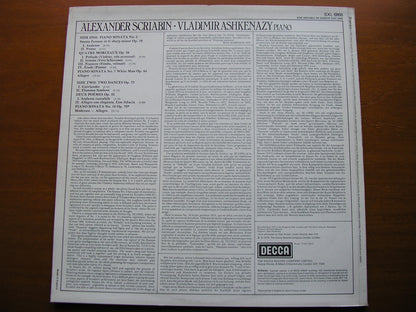 SCRIABIN: PIANO SONATAS Nos. 2 / 7 /10 / QUATRE MORCEAUX / DEUX POEMES / TWO DANCES     VLADIMIR ASHKENAZY   SXL 6868