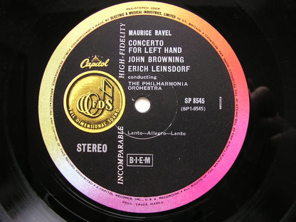 RAVEL: CONCERTO FOR THE LEFT HAND / PROKOFIEV: CONCERTO No. 3     BROWNING / PHILHARMONIA / LEINSDORF   SP 8545
