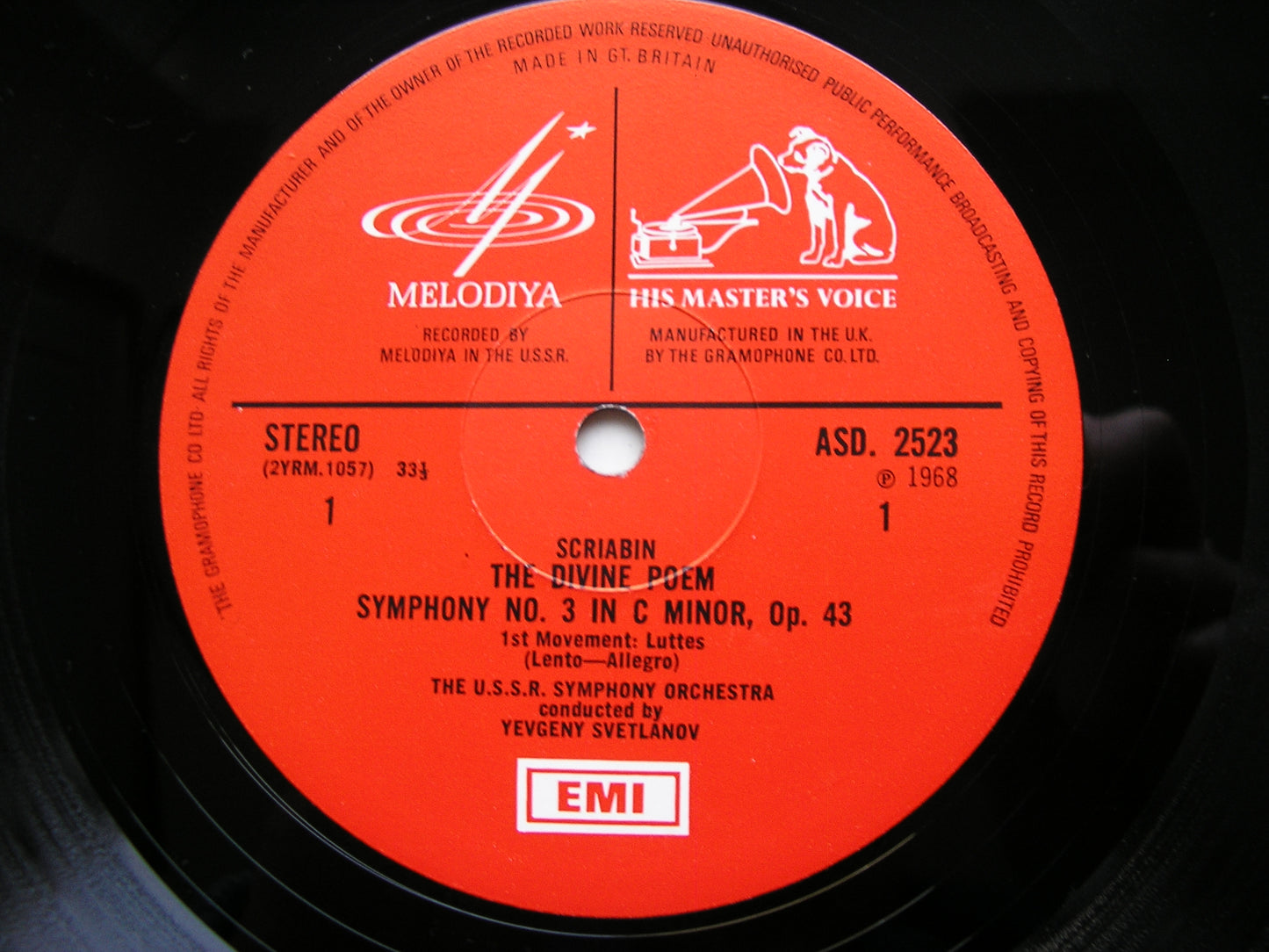 SCRIABIN: THE DIVINE POEM    YEVGENY SVETLANOV / USSR SYMPHONY     ASD 2523