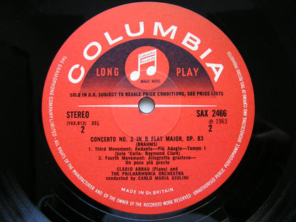 SAX 2466  BRAHMS: PIANO CONCERTO No. 2    ARRAU / PHILHARMONIA / GIULINI