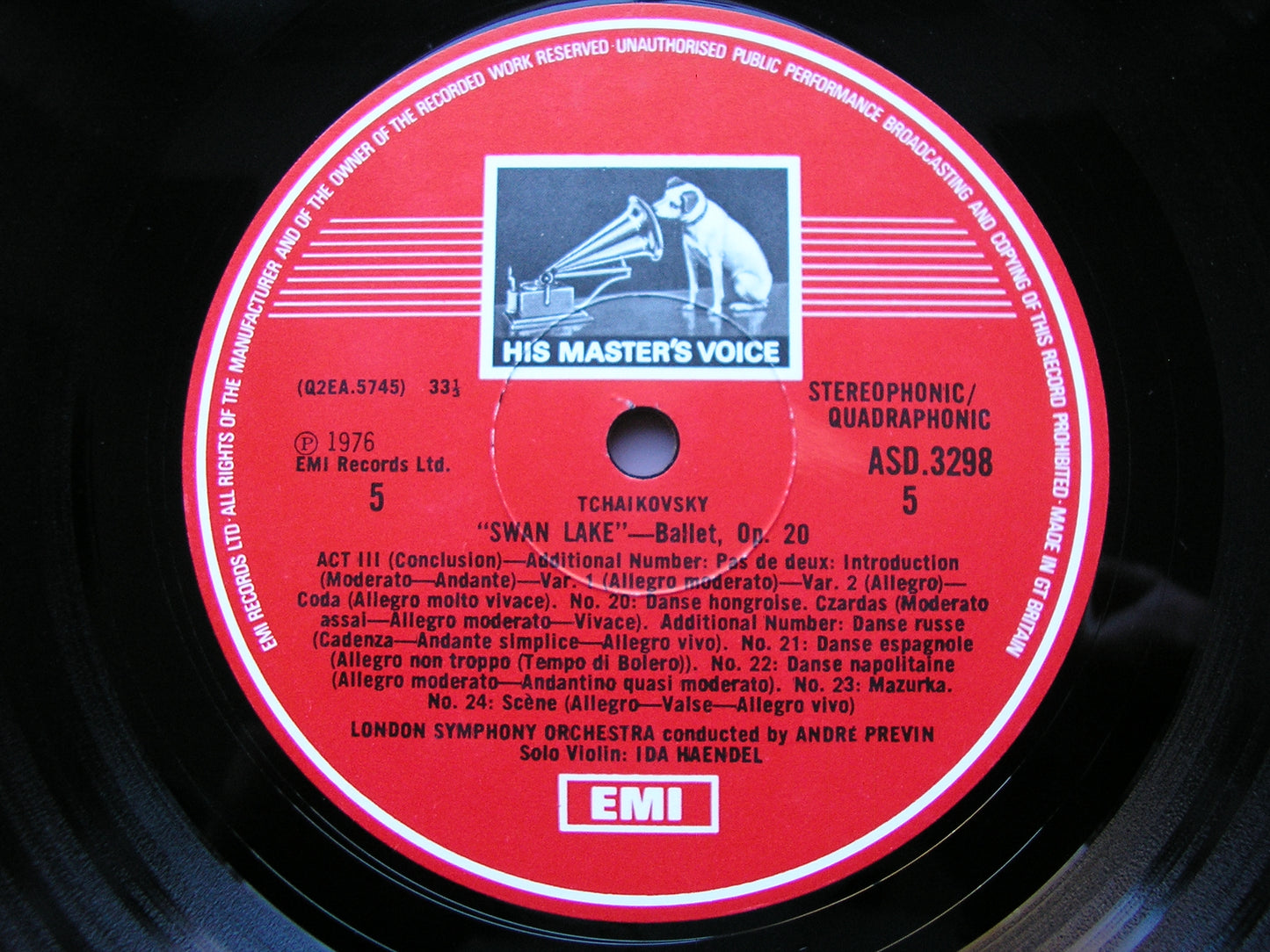 TCHAIKOVSKY: SWAN LAKE    HAENDEL /  PREVIN / LONDON SYMPHONY   3 LP   SLS 5070