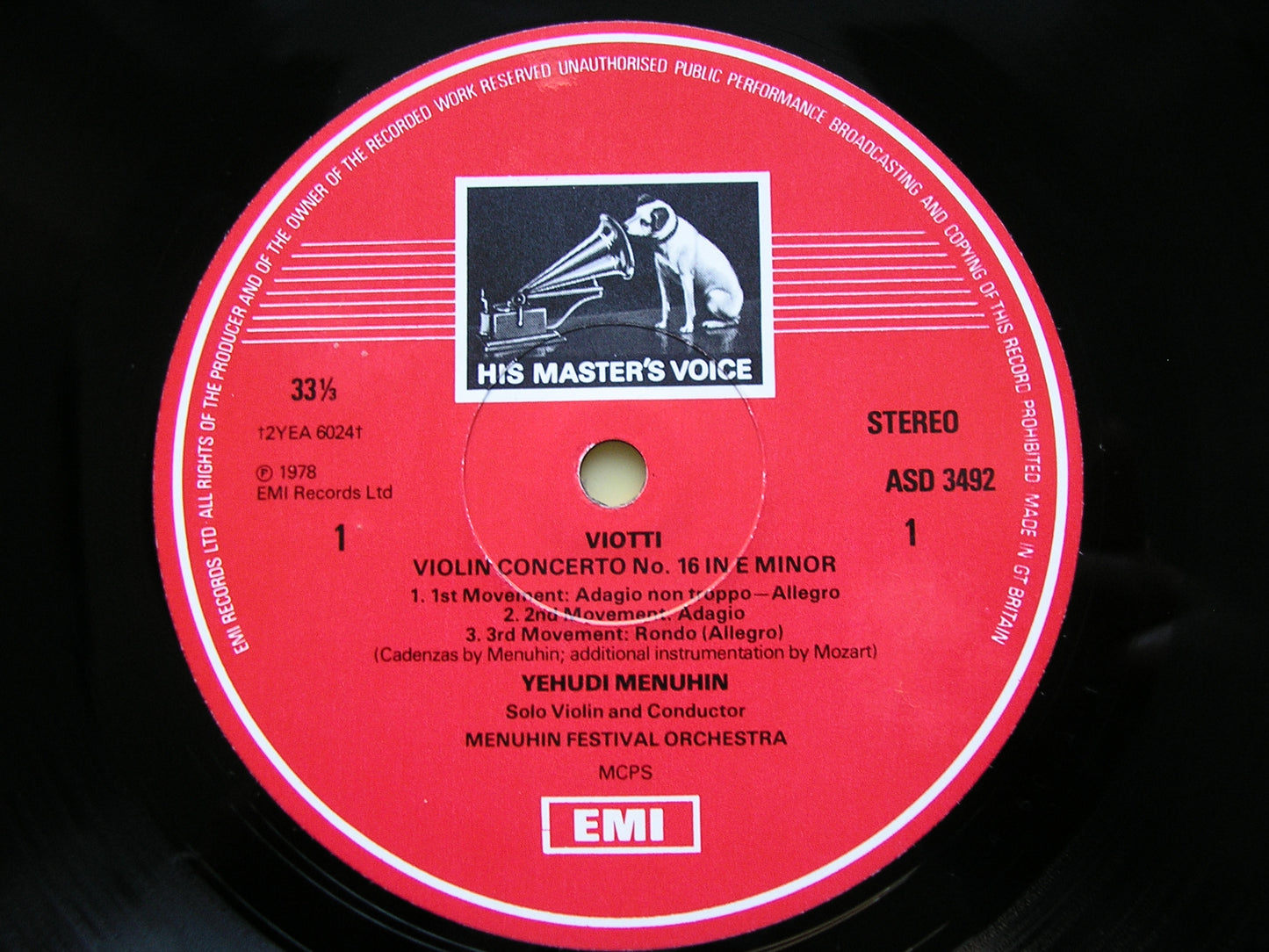 VIOTTI: VIOLIN CONCERTOS Nos. 16 & 22    MENUHIN / MENUHIN FESTIVAL ORCHESTRA   ASD 3492