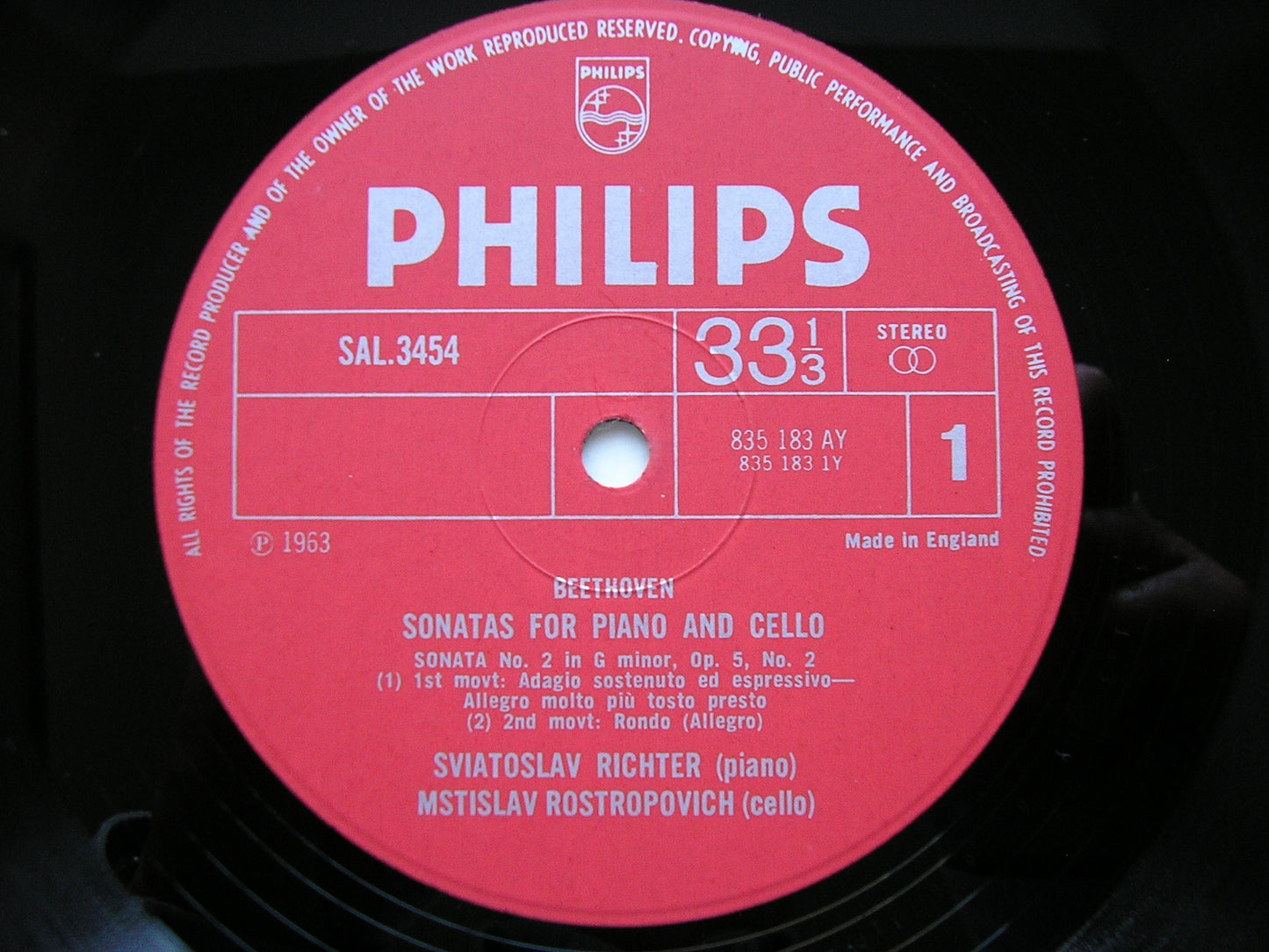 BEETHOVEN: THE COMPLETE SONATAS FOR CELLO & PIANO    RICHTER / ROSTROPOVICH   SAL 3453 - 4
