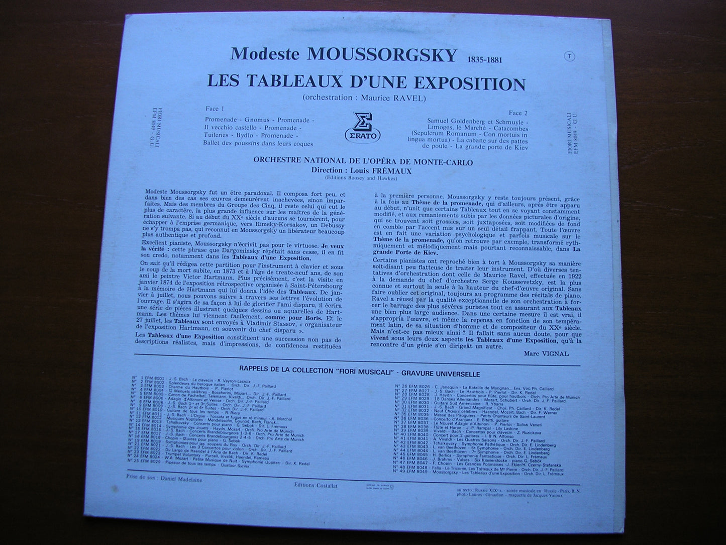 MUSSORGKSY: PICTURES AT AN EXHIBITION    FREMAUX / MONTE CARLO OPERA ORCHESTRA  EFM 8049