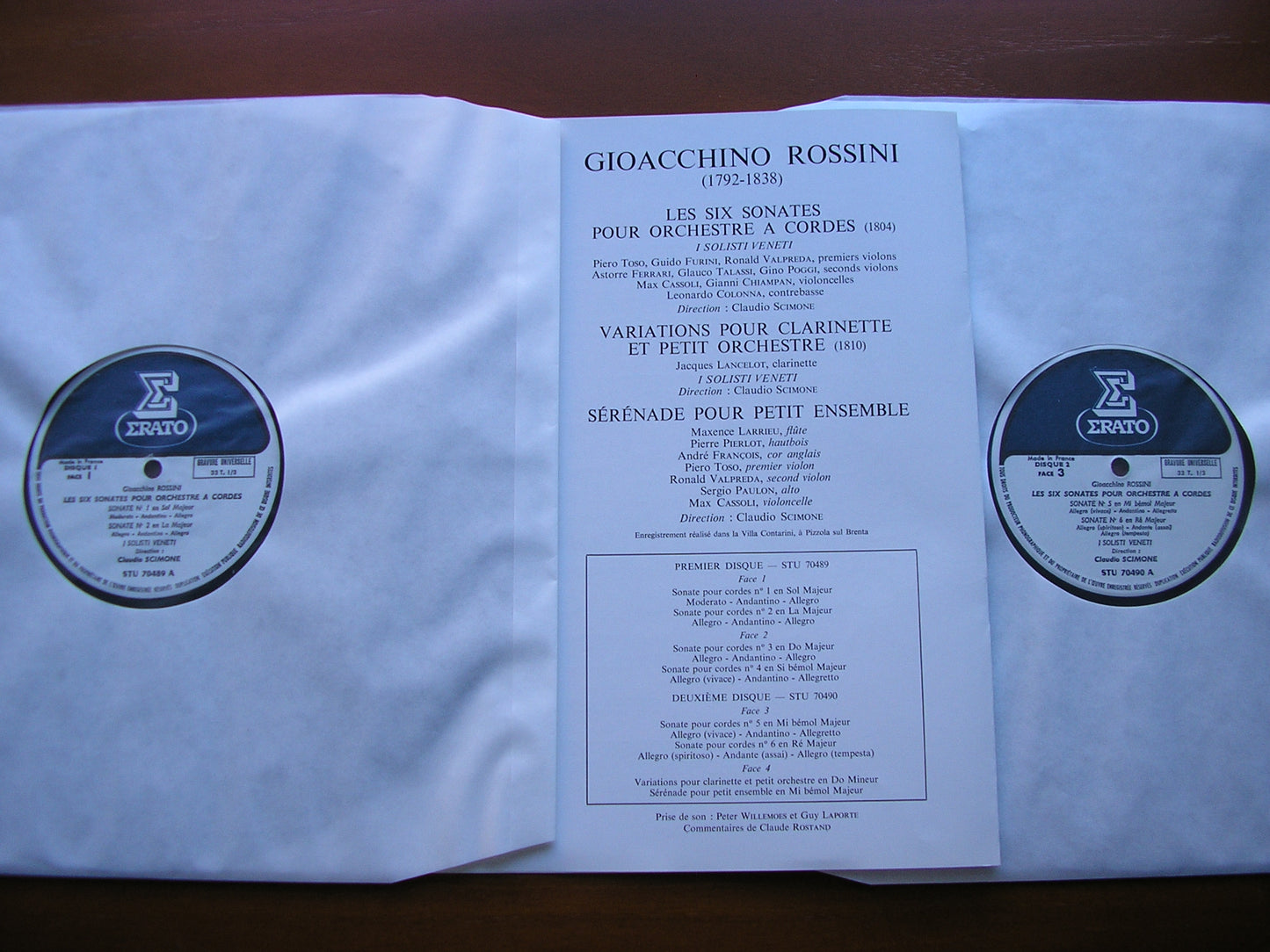 ROSSINI: STRING SONATAS Nos. 1 - 6 / VARIATIONS    I SOLOISTI VENETI / SCIMIONE   2 LP    STU 70489 / 90
