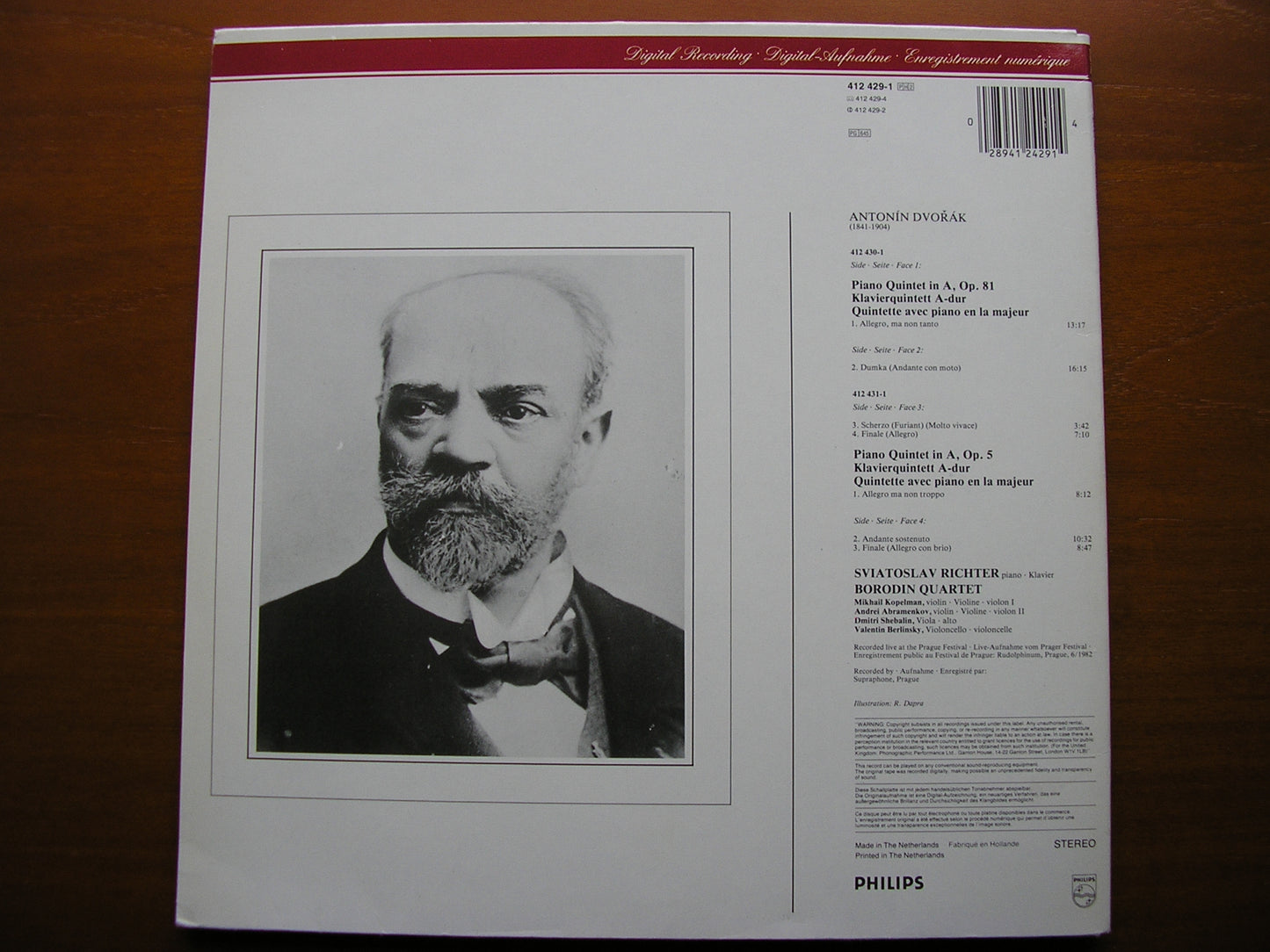 DVORAK: PIANO QUINTETS Op. 5 & Op. 81    RICHTER / BORODIN QUARTET    412 429