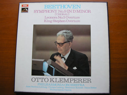 BEETHOVEN: SYMPHONY No. 9 / OVERTURES Leonora No. 3 / King Stephen   SOLOISTS / PHILHARMONIA / KLEMPERER    2 LP    SLS 798