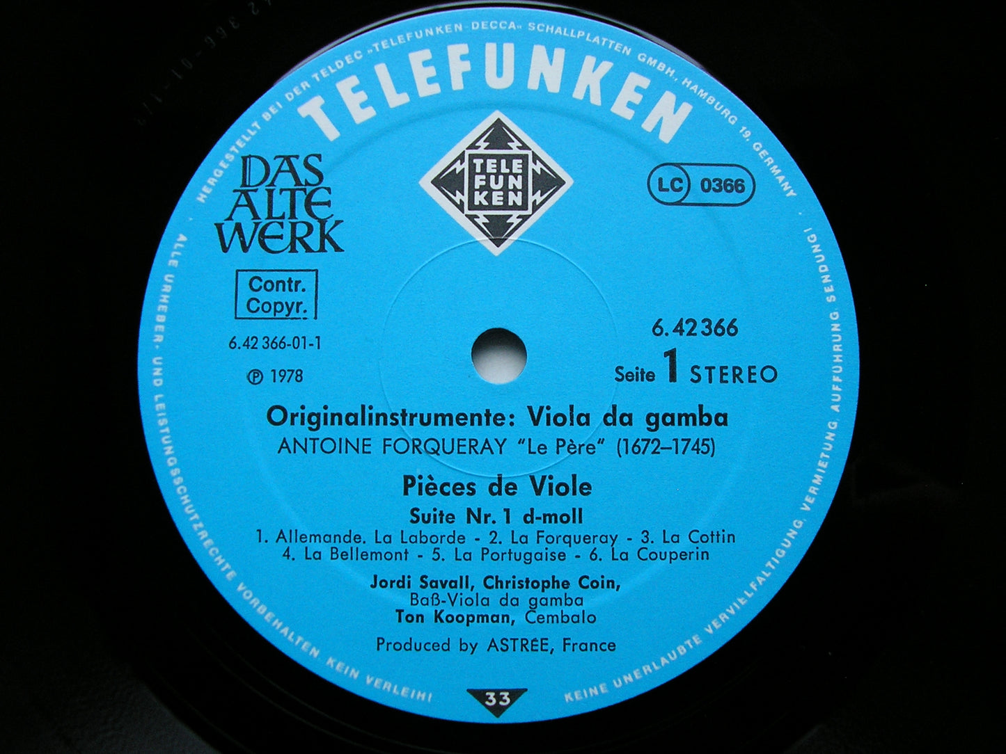 MUSIC FOR VIOLA DA GAMBA BY FORQUERAY     SAVALL / KOOPMAN / COIN   6.42366