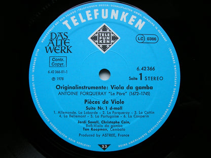 MUSIC FOR VIOLA DA GAMBA BY FORQUERAY     SAVALL / KOOPMAN / COIN   6.42366