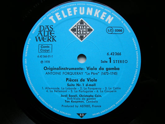 MUSIC FOR VIOLA DA GAMBA BY FORQUERAY     SAVALL / KOOPMAN / COIN   6.42366