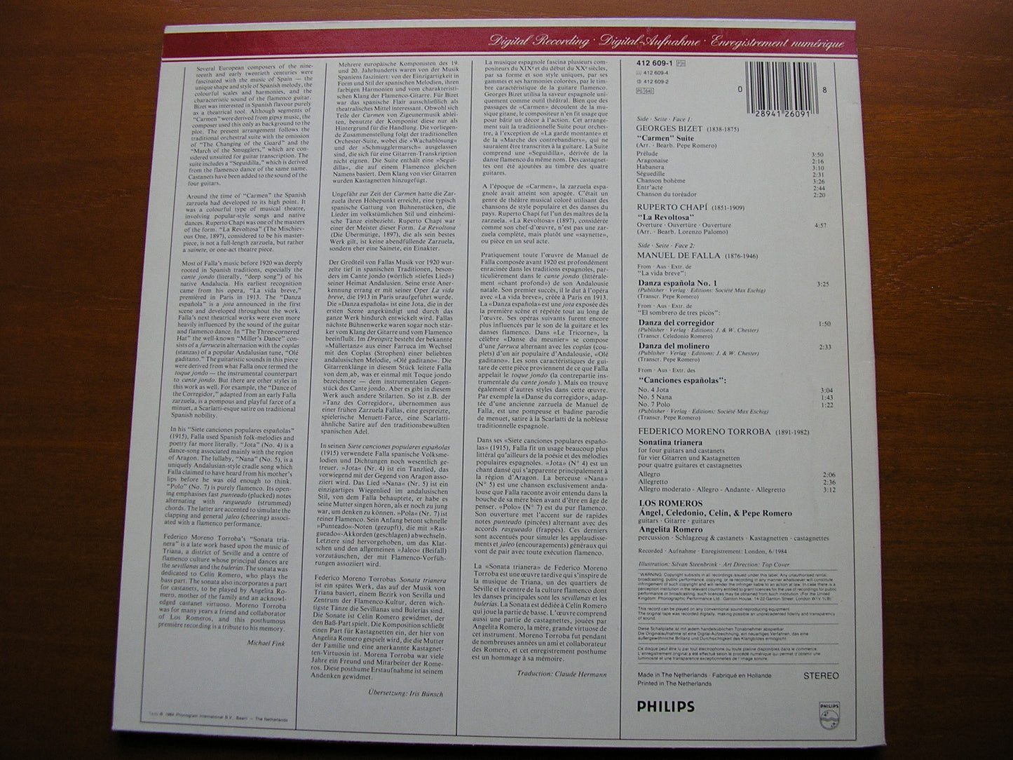 BIZET: CARMEN SUITE / CHAPI / FALLA / TORROBA    LOS ROMEROS   412 609
