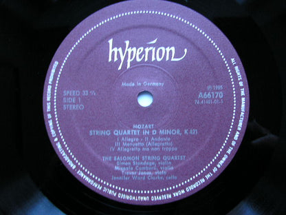 MOZART: SIX STRING QUARTETS DEDICATED TO HAYDN     SALOMON STRING QUARTET   A66170 / A66188 / A66234