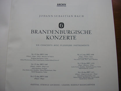 BACH: THE BRANDENBURG CONCERTOS    BAUMGARTNER / FESTIVAL STRINGS LUCERNE    2 LP     198 142 / 3